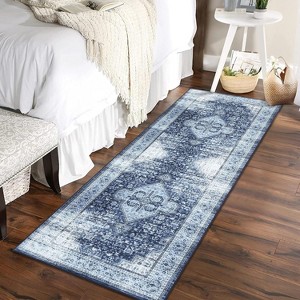 Acekool Washable Vintage Runner Rug, Stain-Resistant, Low Pile, Rubber Backing, Floral Oriental Carpet for Kitchen, Hallway, Bedroom - 1 of 4