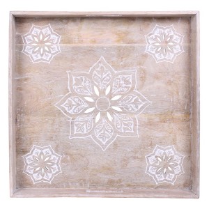 Mela Artisans Decorative Wooden Ottoman Tray w/ Handles¬î - 1 of 4