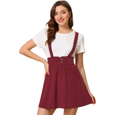 Allegra K Women's Adjustable Strap High Waist A-Line Mini Suspender Skirt