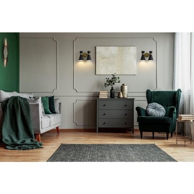 Soriano Matte Black and Brass Twin Light Wall Sconce