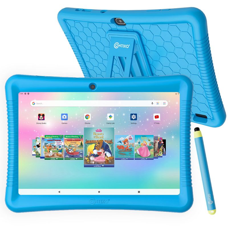 Contixo 10" Kids Tablet 64GB, Includes 80+ Disney Storybooks & Stickers, with Headphones and Bag, (2023 Model), 3 of 10