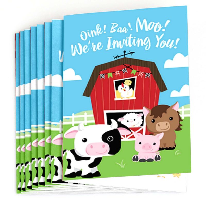 Big Dot of Happiness Farm Animals - Fill In Baby Shower or Birthday Party Invitations (8 count), 2 of 7