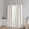 DSVIMOY Curtain Panels, 2pcs Tonal Printed Faux Silk Total Blackout Curtain Panel Pair for Living Room, Bedroom, Ivory, 95"*50"*0.13" - 2 of 4