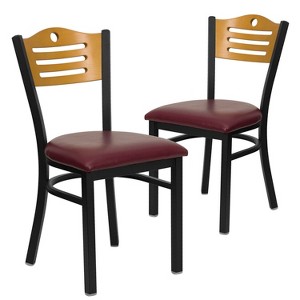 Emma and Oliver 2 Pack Slat Back Metal Restaurant Chair - 1 of 4