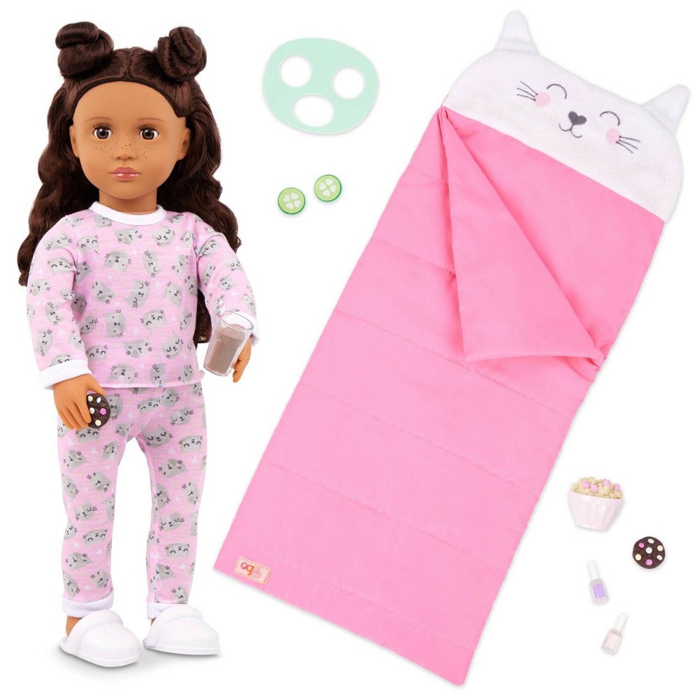 Photos - Doll Our Generation Dolls Our Generation Larissa 18'' Slumber Party  Sleeping Bag & Sleepover Accessories Set 