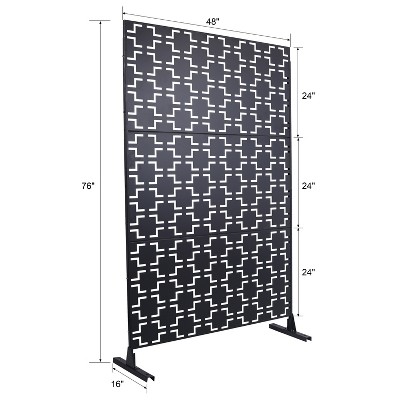 Vynxaria 76" Metal Privacy Screen - Freestanding Decorative Divider for Indoor & Outdoor Use