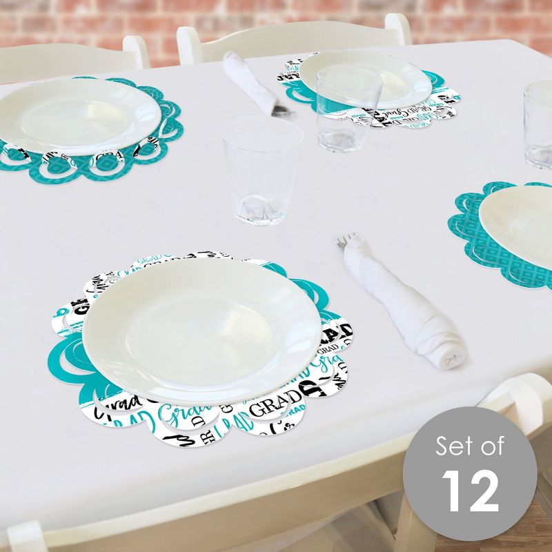 Big Dot of Happiness Teal Grad - Best is Yet to Come - Turquoise Graduation Party Round Table Decorations - Paper Chargers - Place Setting For 12, 3 of 10
