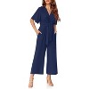 Imily Bela Effortless Summer Style Womens Tie Front Wide Leg Jumpsuit with Flowy Comfort - 4 of 4