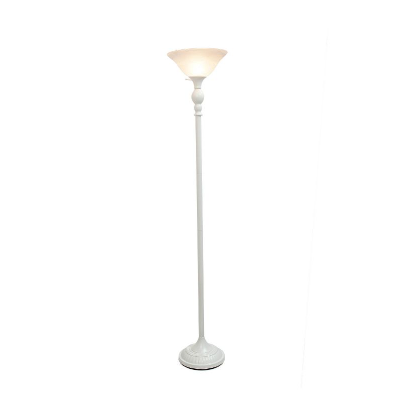 1-Light Torchiere Floor Lamp with Marbleized Glass Shade - Elegant Designs, 3 of 12