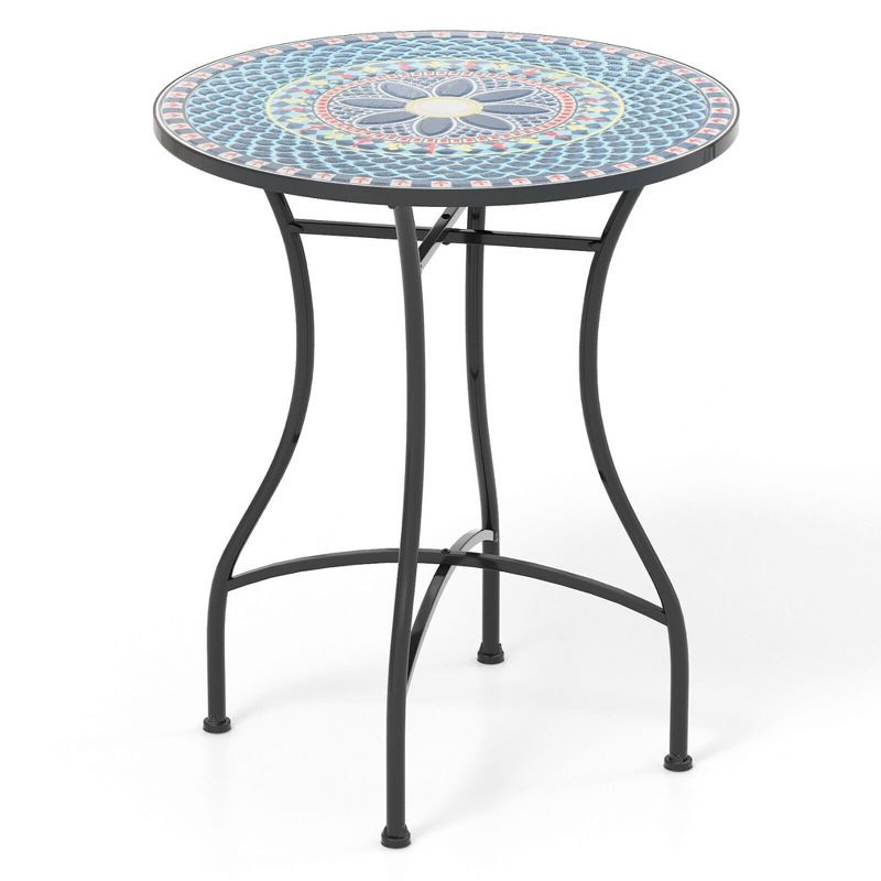 Tangkula 24 Inch Patio Bistro Table w/ Ceramic Tile Tabletop Heavy-Duty Metal Structure, 1 of 9