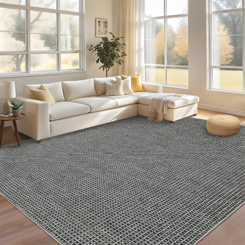 Boho Waffle Print Soft Low Pile Washable Area Rug Indoor Carpet for Living Room Bedroom Dining Room - image 1 of 4