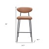 HomeRoots Set of Two 29" Brown and Black Faux Leather and Steel Low Back Bar Height Bar Chairs - 3 of 4