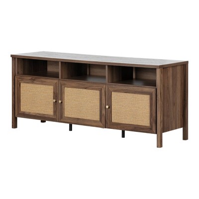 Balka TV Stand for TVs up to 65" Natural Walnut/Printed Rattan - South Shore