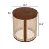 CAVINAS 15.70"Round Nightstand with Rattan Woven Design,Bedside Table with Round Wood Tabletop,Hollow Woven Nightstand for Bedroom - 3 of 4