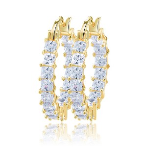 Hoop Earrings for Women Princess Cubic Zirconia White Gold Plated Ginger Lyne Collection - 1 of 4