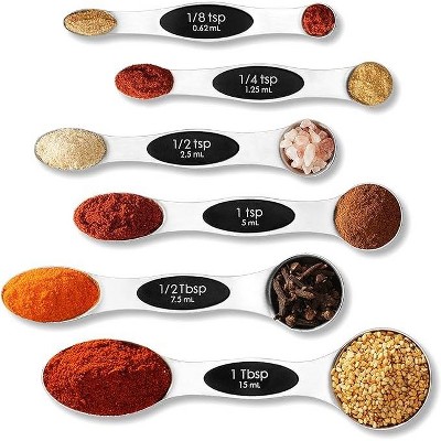 6-Piece Stainless Steel Magnetic Measuring Spoon Set