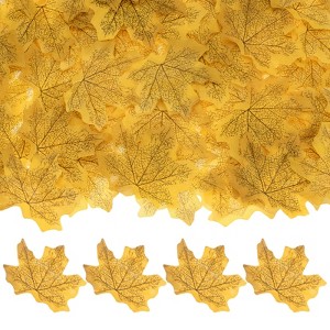 Unique Bargains Home Durable Fall-themed Silk Fabric Faux Autumn Artificial Maple Leaves 200 Pcs - 1 of 4