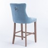 Lyngins Modern Velvet Bar Stools Set of 2, Upholstered Counter Height Bar Stools with Button Tufted & Wooden Legs, Leisure Bar Chairs, Counter Stools - 4 of 4