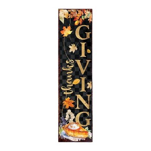 HomeRoots 36" Black And Orange Solid Wood Thanksgiving Autumn Leaves Porch Sign - 1 of 4