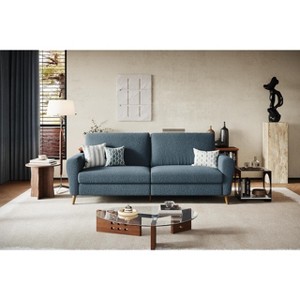 GustoWave 84'' Upholstered 2 Seater Couch with Solid Wood Legs, Deep Seat, Modern Teddy Velvet Streamlined Sofa for Living Room - 1 of 4