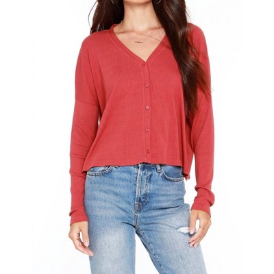 Women's Ribbed Button Up Top - bobi XS