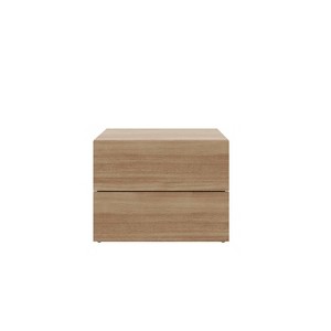 Nexera James 2 Drawers Nightstand Brown Oak: Scandinavian Vibe, Melamine Finish, Metal Slides - 1 of 4