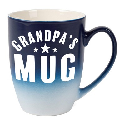 Elanze Designs Father's Day Appreciation Coffee Cup Mug 12 Ounce Ceramic With Ombre Gradient Grandpa's Mug Navy Blue and White