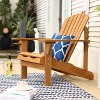 LuxenHome Adirondack Outdoor Wood Chair with Cup Holder Brown - 4 of 4