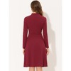 Allegra K Women's Work Sheath Tie Neck Knit Long Sleeve Midi Dress - 3 of 4