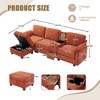 4-Seater L-Shaped Sectional Sofa, Corduroy Sofa with Cup Holders, USB Ports, Storage Ottoman & Movable Console - ModernLuxe - 3 of 4
