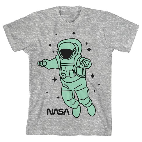 Tee Gray Target In Space Heather Youth Athletic Astronaut Nasa Green :