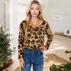 Anna-Kaci Women's V-Neck Leopard Print Sweater with Cutout Detail - 4 of 4