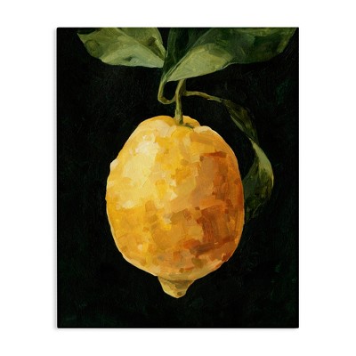 Stupell Industries Abstract Yellow Lemon on Vine Pop over Black