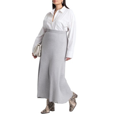 ELOQUII Women's Plus Size Flared Sweater Maxi Skirt