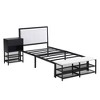 MAYEERTY Full Size Metal Platform Bed, Two-Tier Storage Shelves Wooden Cabinet, Bedroom, Black - 4 of 4