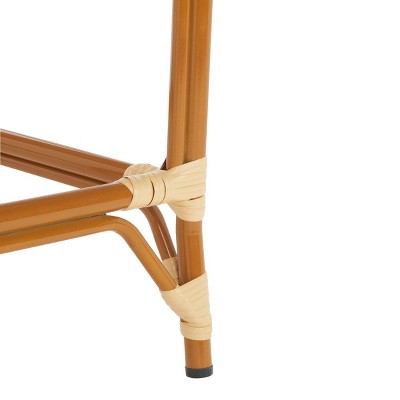 Natural Woven Faux Wicker and Aluminum Counter Stool with Arms