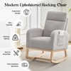 Rocking Chair, Glider Nursery Chair with High Back and Side Pocket, Rocking Accent Armchair with Rubber Wood Legs for Living Room/Bedroom/Nursery - 4 of 4