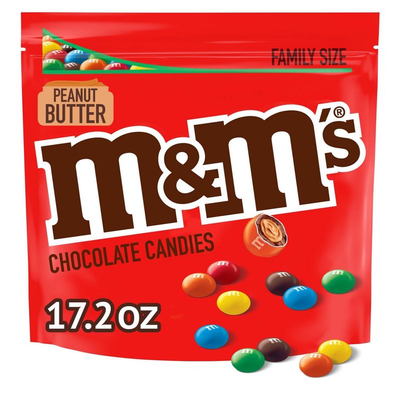 M&#38;M&#39;s Peanut Butter Family Size Chocolate Candy - 17.2oz, 1 of 9