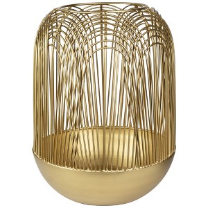 Northlight Large Layered Iron Pillar Candle Holder - 13" - Brass Finish - 1 of 4