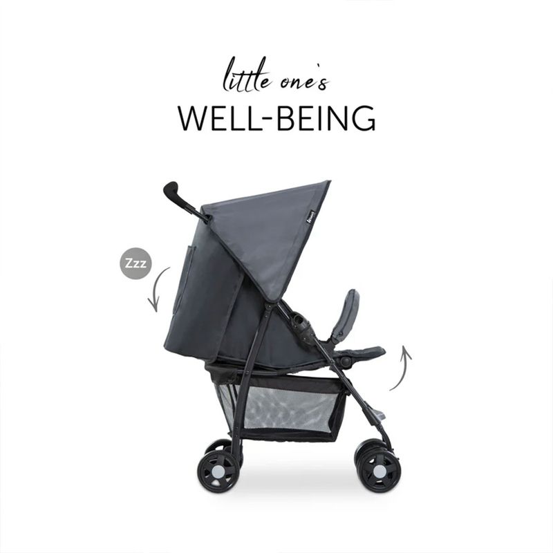 Hauck Sport T13 Lightweight Compact Foldable Baby Stroller Pushchair with Sunproof Canopy, Swiveling and Lockable Front Wheels, Charcoal Stone, 5 of 7