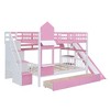 TiramisuBest Twin-Over-Twin Castle Style Bunk Bed with Slide, 2 Drawers & 3 Shelves,Gray, Kids Playhouse Bed - 3 of 4