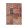 Red Orange And Blue Patchwork Washable Indoor Outdoor Area Rug - 3 of 4