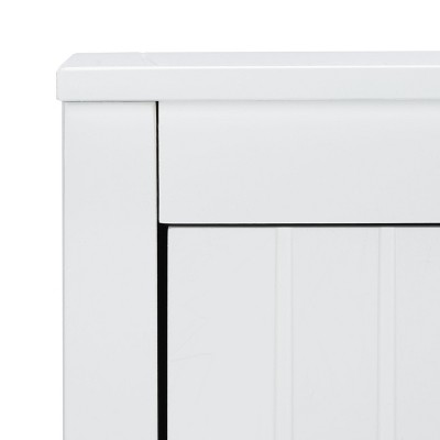 Tegan White Mahogany 2-Drawer Nightstand with Brass Ring Pulls