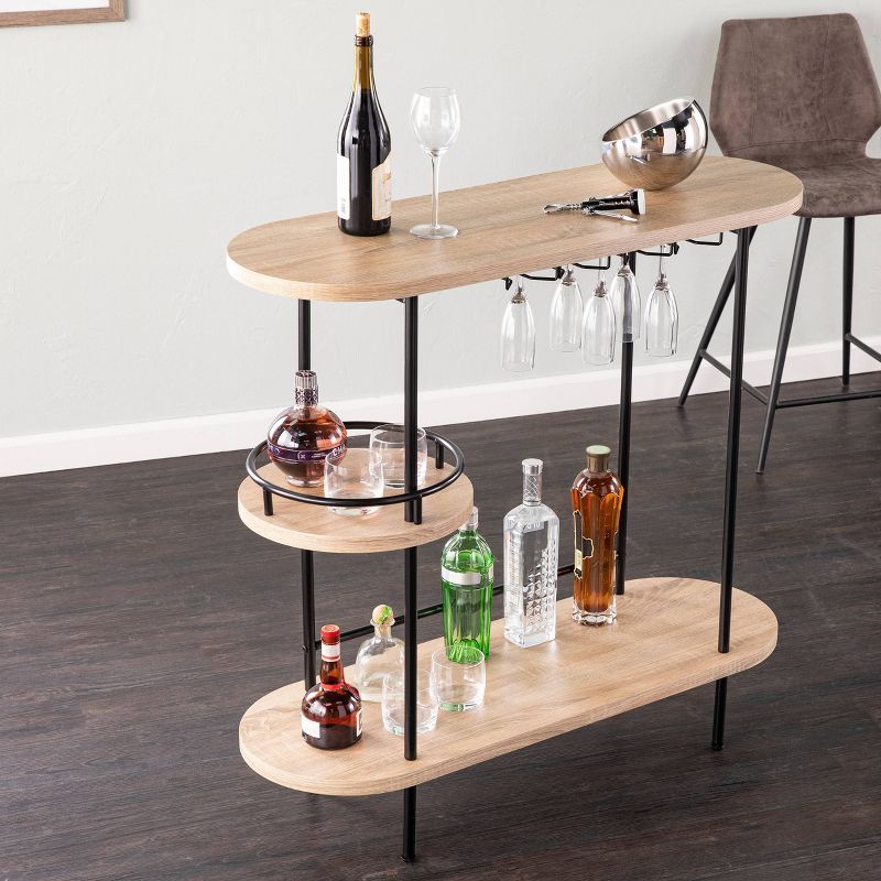 Dumare Wine/Bar Table with Glassware Storage Natural/Black Finish - Aiden Lane, 4 of 10