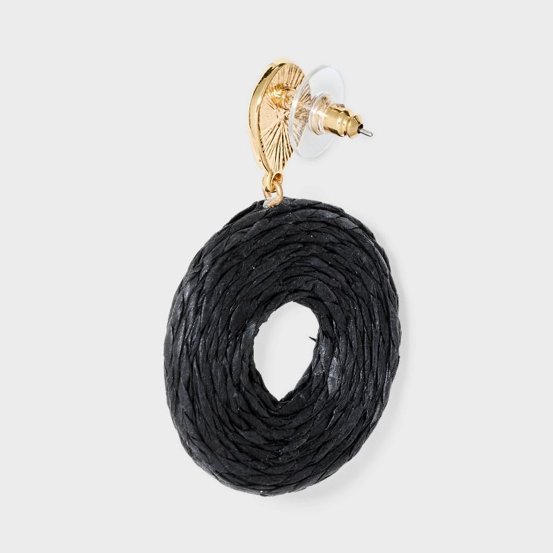 Raffia Ring Double Drop Earrings - A New Day&#8482; Gold/Black, 4 of 8