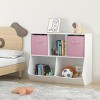 KTMBDW Kids Bookcase with Collapsible Fabric Drawers, Children's Toy Storage Cabinet for Playroom, Bedroom, Nursery, School, White/Pink - 2 of 4