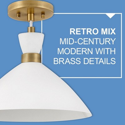 Lark Simon Matte White and Heritage Brass LED Bowl Pendant