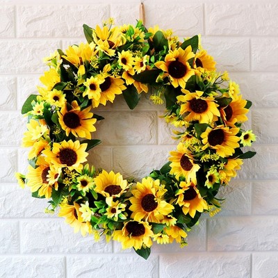 Sunflower Wreath for Front Door or Home, 20 Inches| OrnamentallyYou