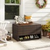 Tangkula 48 Gallon PE Wicker Rattan Deck Box w/ Shoe Rack Outdoor Storage Bin w/ Protective Liner - 4 of 4