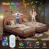 Bear-Shaped Twin Bed Frame for Kids, Velvet Upholstered Platform Bed with LED Light & Adjustable Height Headboard, No Box Spring Needed & Noise Free - 3 of 4